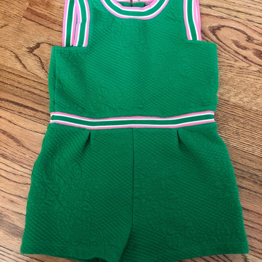 Janie and Jack green romper 7 EUC